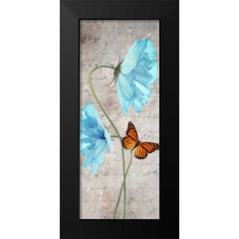 Blue Floral Panel B Black Modern Wood Framed Art Print by Greene, Taylor