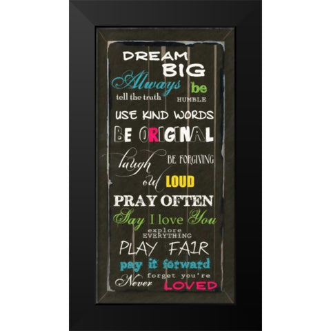 DREAM BIG Black Modern Wood Framed Art Print by Greene, Taylor