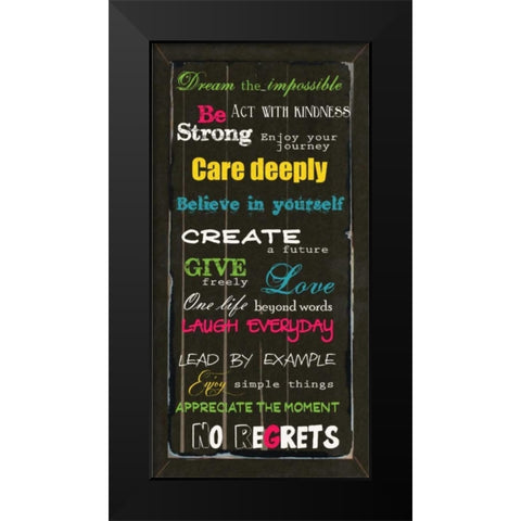 BE STRONG Black Modern Wood Framed Art Print by Greene, Taylor