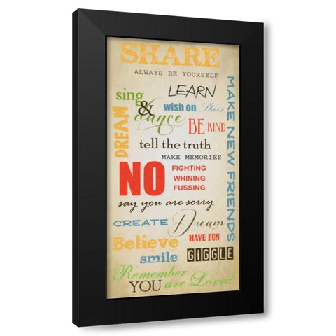 KIDS RULES A Black Modern Wood Framed Art Print by Greene, Taylor
