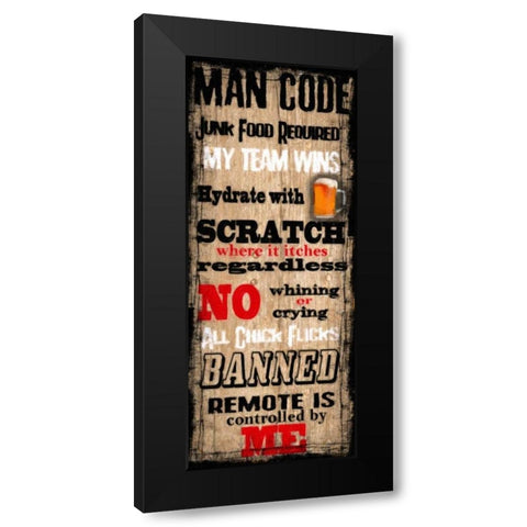 MAN CODE Black Modern Wood Framed Art Print by Greene, Taylor