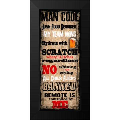 MAN CODE Black Modern Wood Framed Art Print by Greene, Taylor