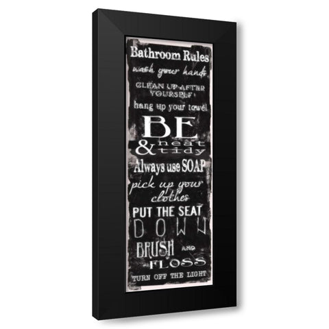 Bathroom Rules Black White Black Modern Wood Framed Art Print with Double Matting by Greene, Taylor