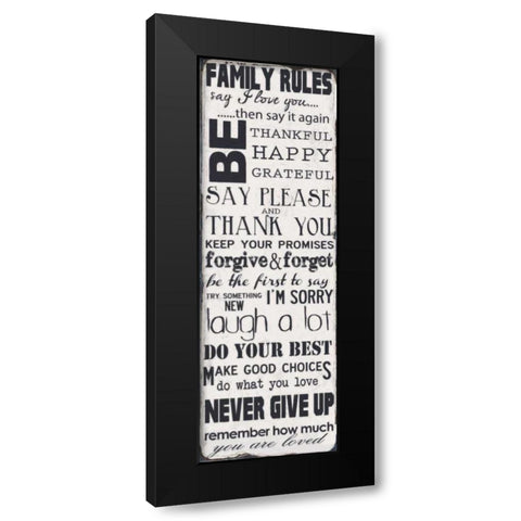 FAMILY RULES Black Modern Wood Framed Art Print with Double Matting by Greene, Taylor