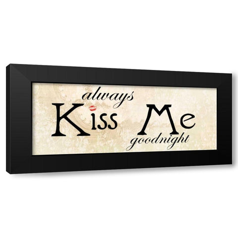 KISS ME Black Modern Wood Framed Art Print by Greene, Taylor