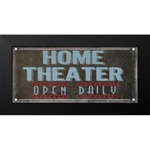 HOME THEATRE Black Modern Wood Framed Art Print by Greene, Taylor