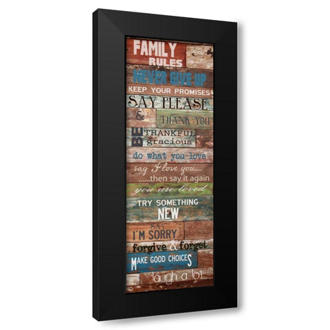 Family  Rules Rustic Black Modern Wood Framed Art Print with Double Matting by Greene, Taylor