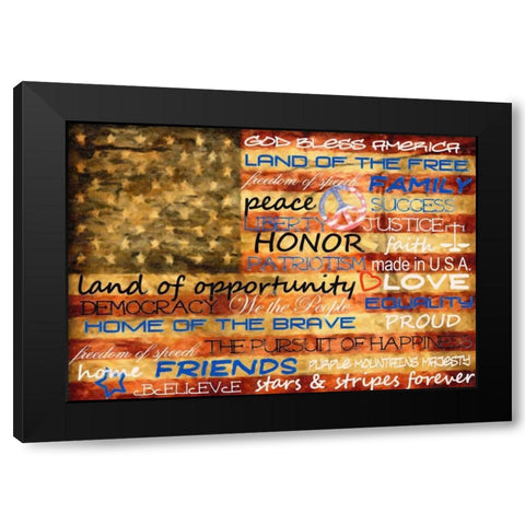 Typography Flag Black Modern Wood Framed Art Print with Double Matting by Greene, Taylor