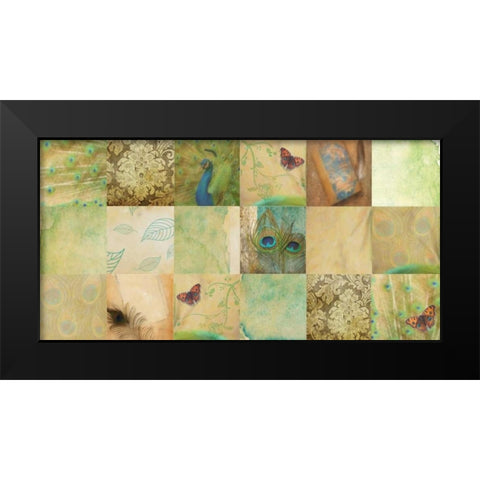 Peacock 18 Patch Black Modern Wood Framed Art Print by Greene, Taylor