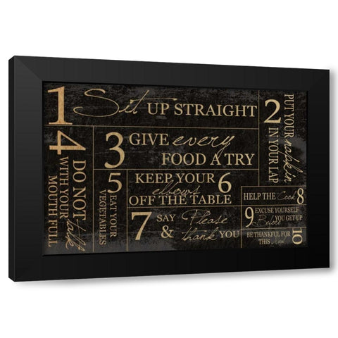 KITCHEN RULES Black Modern Wood Framed Art Print with Double Matting by Greene, Taylor