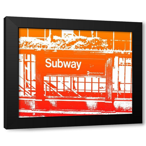 SUBWAY Black Modern Wood Framed Art Print with Double Matting by Greene, Taylor