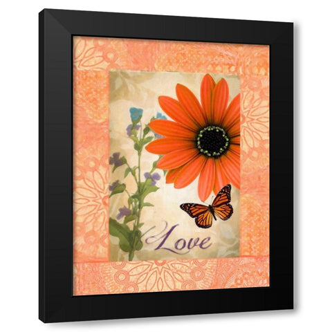 FLORAL RHAPSODY LOVE  Black Modern Wood Framed Art Print with Double Matting by Greene, Taylor