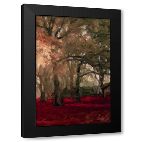 Crimson Forest Floor A4 Black Modern Wood Framed Art Print by Greene, Taylor