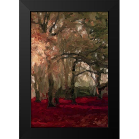 Crimson Forest Floor A4 Black Modern Wood Framed Art Print by Greene, Taylor