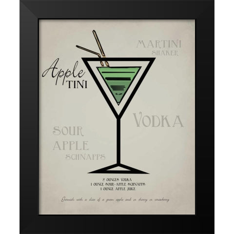 Appletini layered Black Modern Wood Framed Art Print by Greene, Taylor