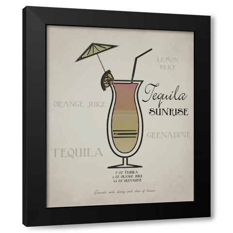 Tequila Sunrise layered Black Modern Wood Framed Art Print with Double Matting by Greene, Taylor