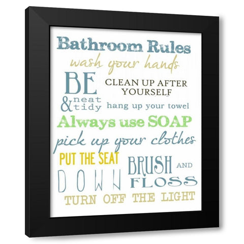 BATHROOM RULES MULTI Black Modern Wood Framed Art Print with Double Matting by Greene, Taylor