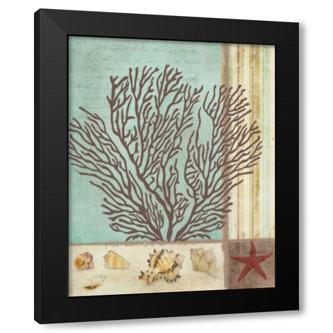 CORAL DECOUPAGE II Black Modern Wood Framed Art Print by Greene, Taylor