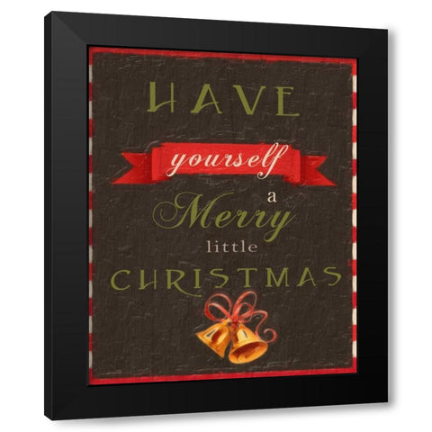 MERRY LITTLE CHRISTMAS Black Modern Wood Framed Art Print with Double Matting by Greene, Taylor