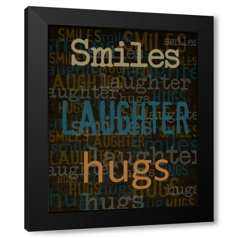 Smiles Laughter Hugs Black Modern Wood Framed Art Print by Greene, Taylor