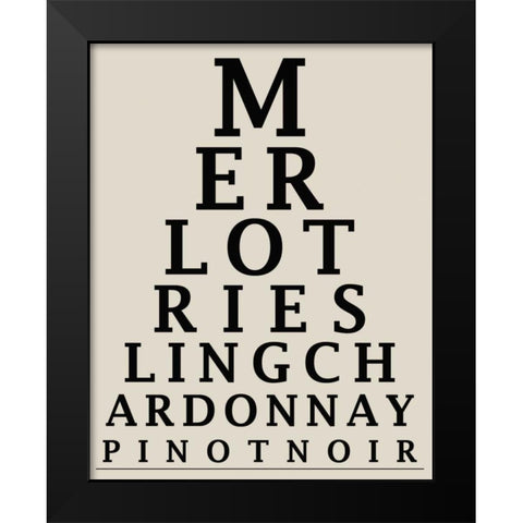 WINE  CHART Black Modern Wood Framed Art Print by Greene, Taylor