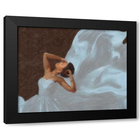 LADY IN BLUE Black Modern Wood Framed Art Print with Double Matting by Greene, Taylor