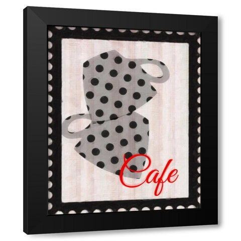 Cafe Cups Black Modern Wood Framed Art Print with Double Matting by Greene, Taylor