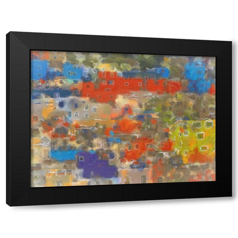 Colorful Houses Black Modern Wood Framed Art Print with Double Matting by Greene, Taylor