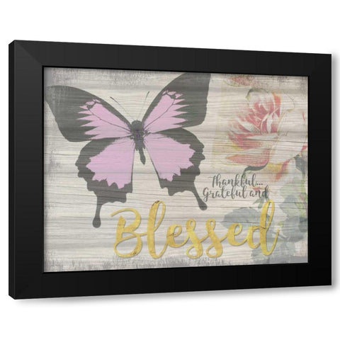 Thankful Grateful and Blessed Black Modern Wood Framed Art Print with Double Matting by Greene, Taylor