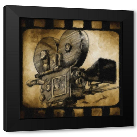 LIGHTS CAMERA ACTION_CAMERA Black Modern Wood Framed Art Print by Greene, Taylor