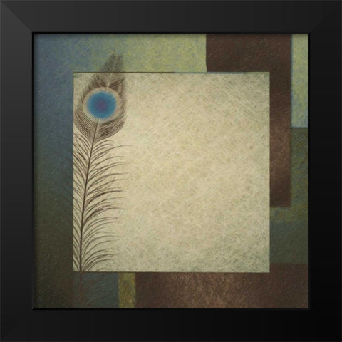 Peacock Border Black Modern Wood Framed Art Print by Greene, Taylor