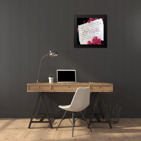 Pink Flowers Black Modern Wood Framed Art Print by Greene, Taylor
