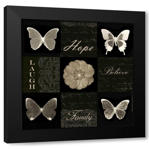 Sepia Floral 9 Patch A Black Modern Wood Framed Art Print with Double Matting by Greene, Taylor