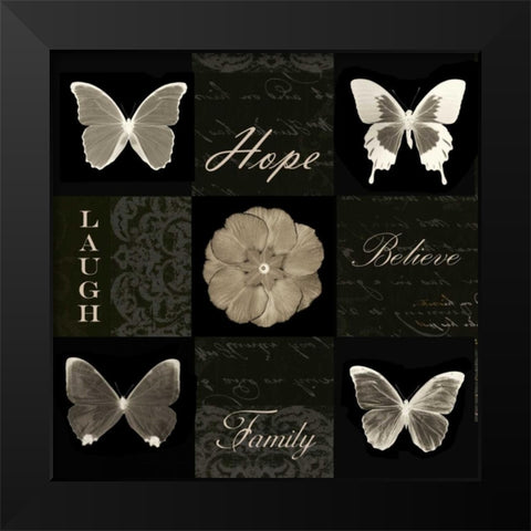 Sepia Floral 9 Patch A Black Modern Wood Framed Art Print by Greene, Taylor