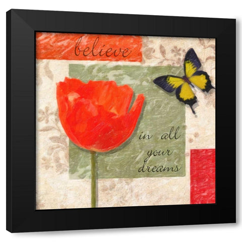 Believe Poppy Black Modern Wood Framed Art Print with Double Matting by Greene, Taylor