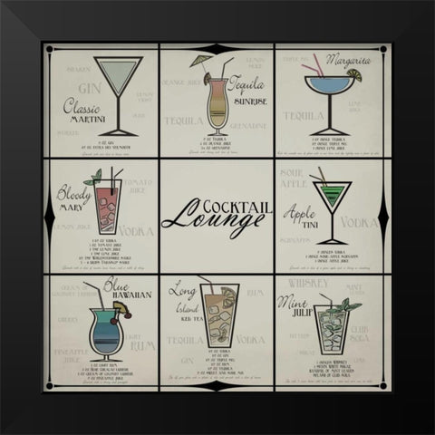 Cocktail Lounge Black Modern Wood Framed Art Print by Greene, Taylor