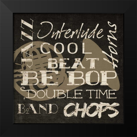 JAZZ SILHOUETTE Black Modern Wood Framed Art Print by Greene, Taylor