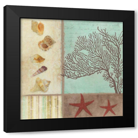 CORAL DECOUPAGE I  Black Modern Wood Framed Art Print with Double Matting by Greene, Taylor