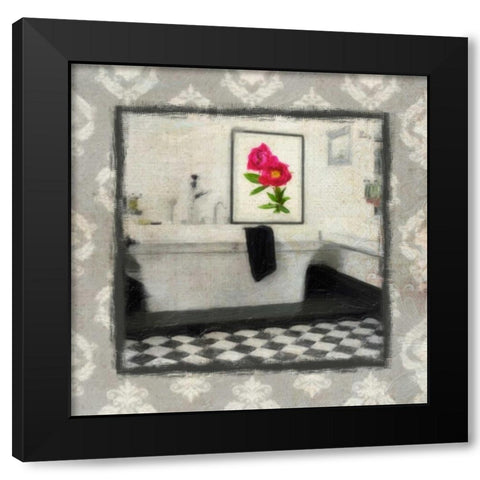 BLACK AND WHITE BATH 1 Black Modern Wood Framed Art Print with Double Matting by Greene, Taylor
