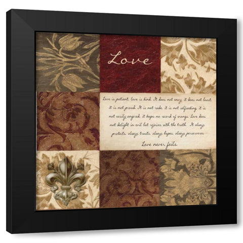 LOVE IS PATIENT Black Modern Wood Framed Art Print with Double Matting by Greene, Taylor