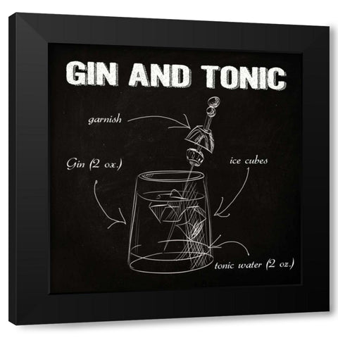 GIN AND TONIC SKETCH Black Modern Wood Framed Art Print with Double Matting by Greene, Taylor