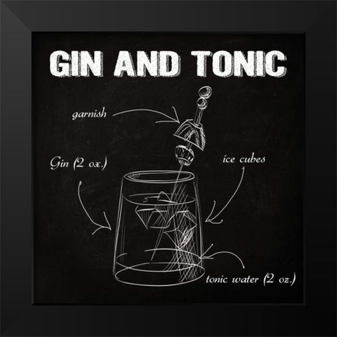 GIN AND TONIC SKETCH Black Modern Wood Framed Art Print by Greene, Taylor