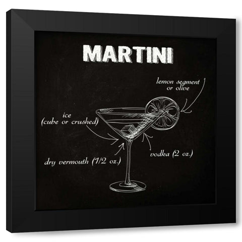 MARTINI SKETCH Black Modern Wood Framed Art Print by Greene, Taylor