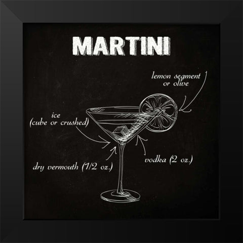 MARTINI SKETCH Black Modern Wood Framed Art Print by Greene, Taylor