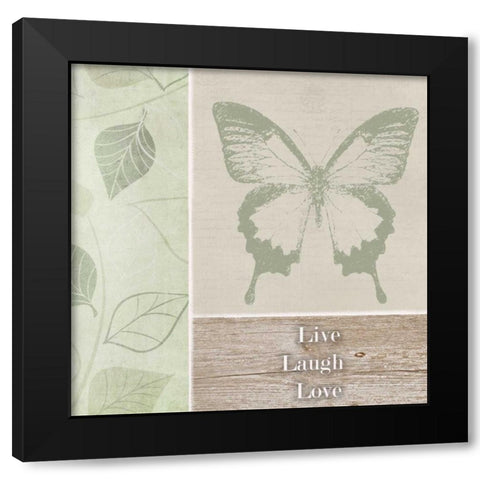 Live Laugh Love Butterfly Black Modern Wood Framed Art Print with Double Matting by Greene, Taylor