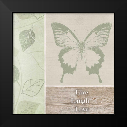 Live Laugh Love Butterfly Black Modern Wood Framed Art Print by Greene, Taylor