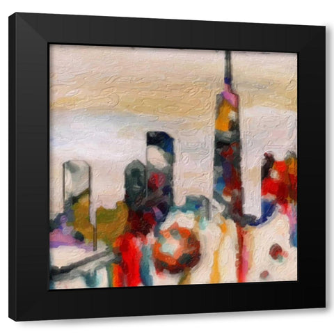 Abstract Skyline 2 Black Modern Wood Framed Art Print with Double Matting by Greene, Taylor