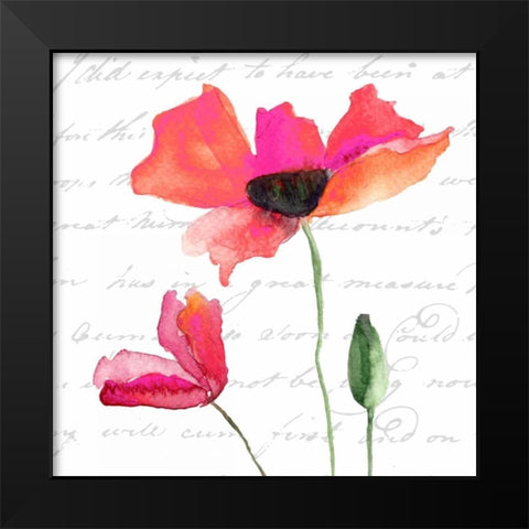 Watercolor Poppy Script Black Modern Wood Framed Art Print by Greene, Taylor