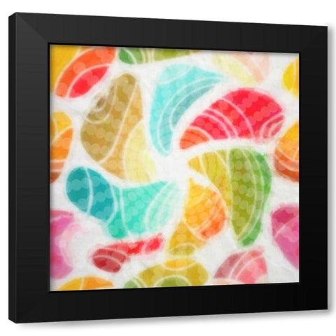 Floral Swril Black Modern Wood Framed Art Print with Double Matting by Greene, Taylor