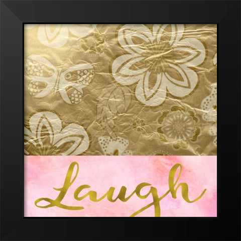 Laugh Golden Flowers Black Modern Wood Framed Art Print by Greene, Taylor